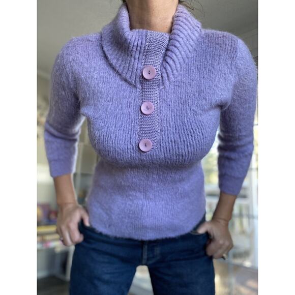 BOBBIE BROOKS Vintage Lavender Purple Sweater 100% wool USA Made S/m see photo - Picture 1 of 8